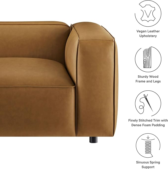 Modway Auren Vegan Leather Right Modular Armchair in Camel - Image 4