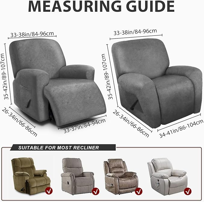 ANARACHON Leather Look Oversize Recliner Chair Covers, Thick 4 Pieces Recliner - Image 3