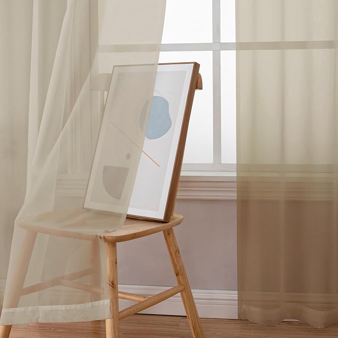 OWENIE Sheer Curtains 63 inch Length 2 Panels Set, Light Weight Soft Solid - Image 6