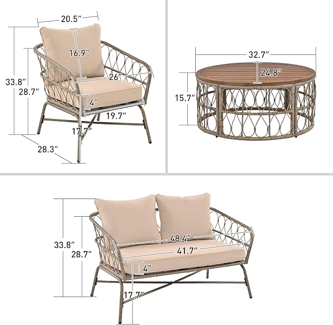 VilroCaz Bohemia-Inspired 4-Person Outdoor Seating Group - Image 3