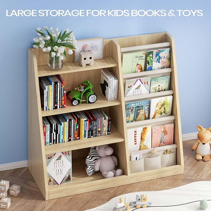 EXPERLAM Kids Bookshelf and Toy Storage Organizer, 4 Tier Wooden Kids Book Shelf - Image 6