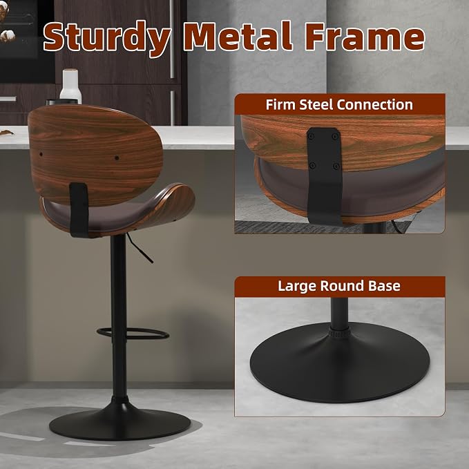 civama Bar Stools Set of 3 for Kitchen Counter, Adjustable Bar Height Chairs - Image 6