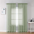 OVZME Sage Green Sheer Curtains 90 Inches Long 2 Panels by OVZME
