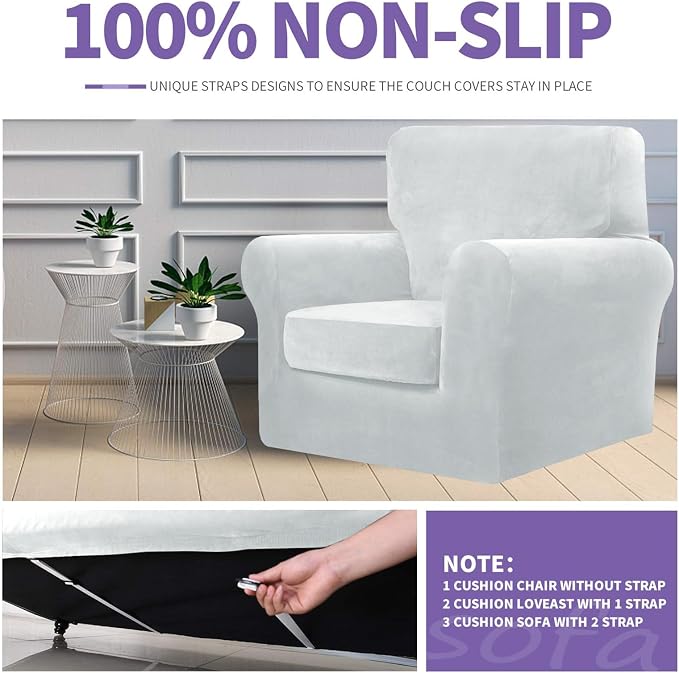 ZNSAYOTX Luxury Velvet Couch Cover 4 Piece Stretch Sofa Covers - Image 5
