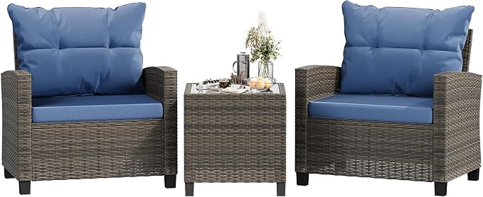 Shintenchi 3 Pieces Patio Furniture Set 3 Pieces PE Rattan Wicker Chairs by Shintenchi%7CFurnitureMadeforRealLife