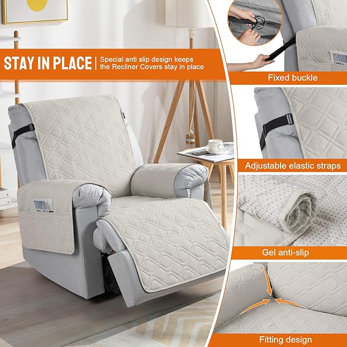 VANSOFY 100% Waterproof Recliner Chair Covers, Recliner Cover Non-Slip Dog - Image 2