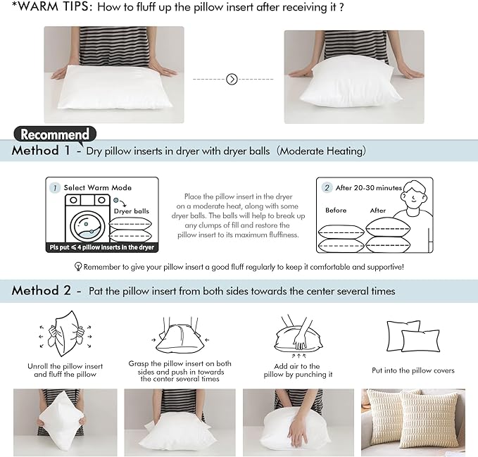 MIULEE Set of 2 Throw Pillow Inserts 18x18 Inches, Non-Woven Decorative Pillow - Image 2