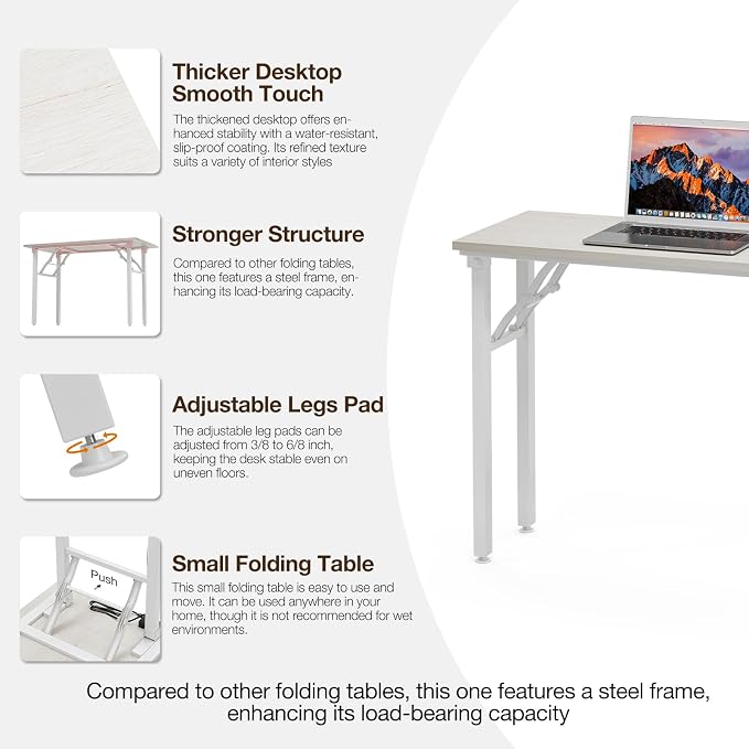 TEMI Small Computer Desk Folding Table - Image 8