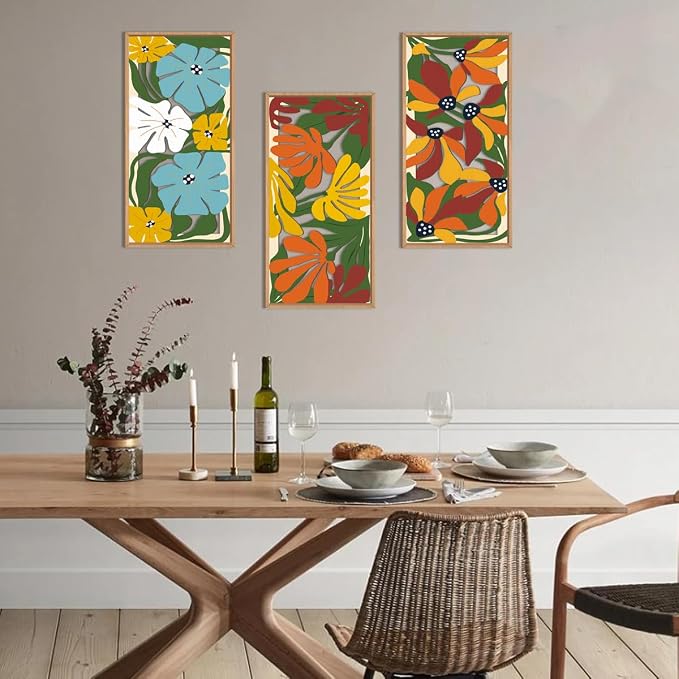 IARTTOP Boho Floral Wood Wall Art Framed 8x16 Inch Set of 3 Minimalist - Image 6