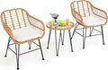 Tangkula 3 Pieces Patio Bistro Set, Rattan Conversation Set by TANGKULA