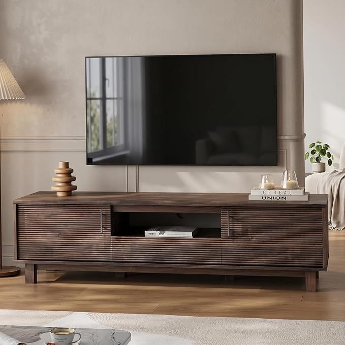 Marsail Mid Century Modern TV Stand up to 65 Inches, Fluted Entertainment Center - Image 4