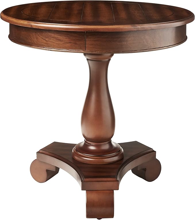 Roundhill Furniture Rene Round Wood Pedestal Side Table - Image 3