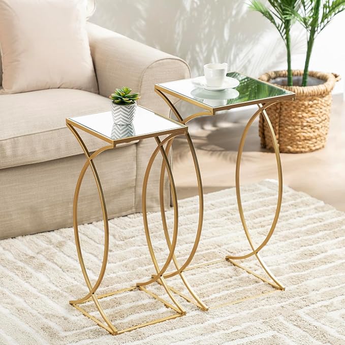 Glitzhome Nesting Side Tables, Coffee Tables Decorative Accent Tables - Image 3