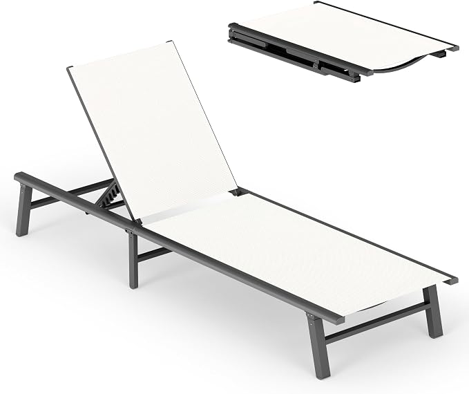 Ciokea Foldable Outdoor Lounge Chair, No Assembly Patio Chaise Lounge Outdoor by CIOKEA