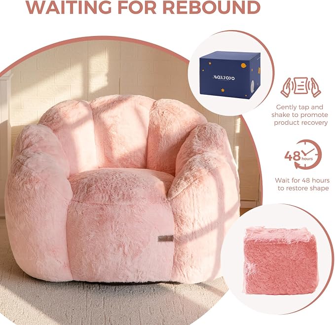 MAXYOYO Bean Bag Chair for Adults, Floral Shaped Bean Bag Sofa, Ultra Soft Faux - Image 8