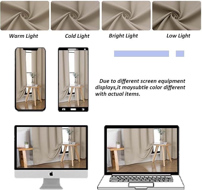 Simplebrand Ava Biscotti Beige Short 36 Inches Blackout Curtain 2 Panels Set - Image 8