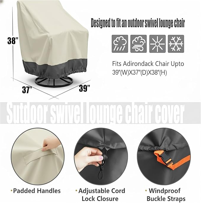 2 Pack Heavy Duty Patio Chair Covers - Image 3