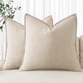 MIULEE Decorative Linen Euro Sham Pillow Covers 24x24 Natural Beige Boho by MIULEE