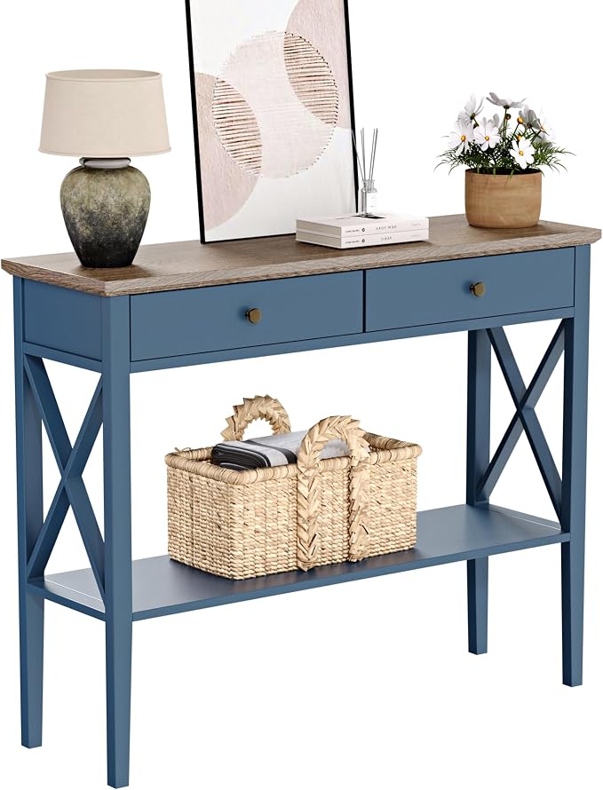ChooChoo Console Table with Drawers, Narrow Wood Accent Sofa Table Entryway - Image 5