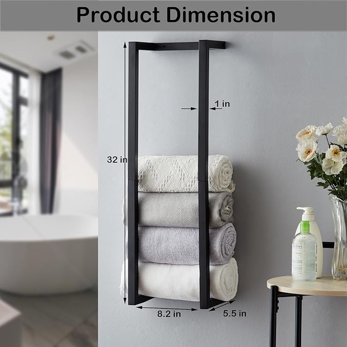 Towel Rack for Rolled Towels, Towel Rack for Bathroom, Wall Mounted Metal - Image 6