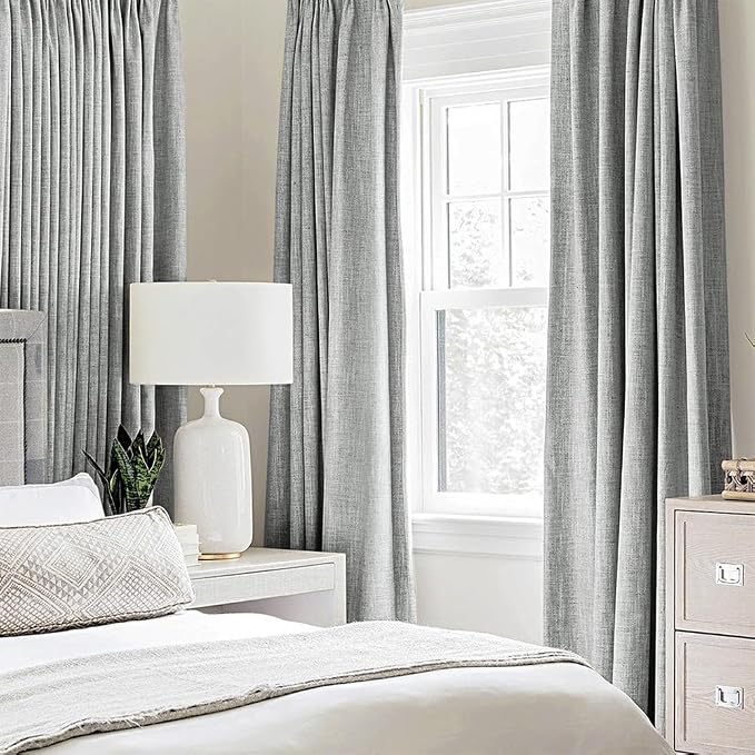 MIULEE Linen Curtains for Bedroom 100% Blackout Thermal Insulated Glacier Gray - Image 2