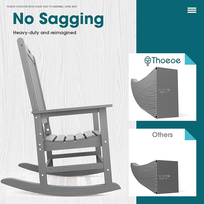 THOEOE Oversized Rocking Chair Set of 2, Outdoor Rocking Chair - Image 6
