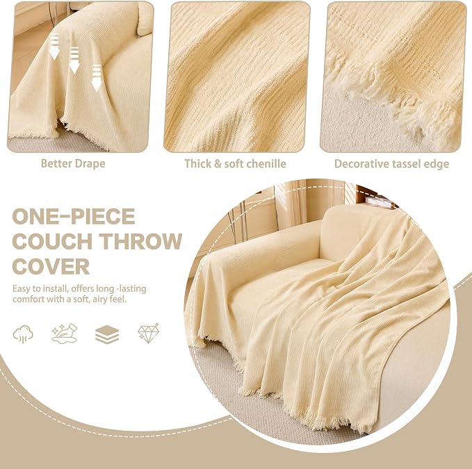 DREAMINGO Chenille Sofa Cover Washable Pet Couch Protector Cover Textured Couch - Image 3