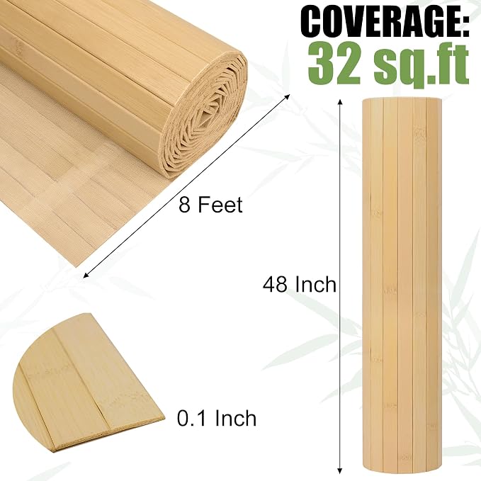 Bamboo Wall Panel for Interior Wall Decor, Renewable Pole Wrap Wainscoting Roll - Image 2