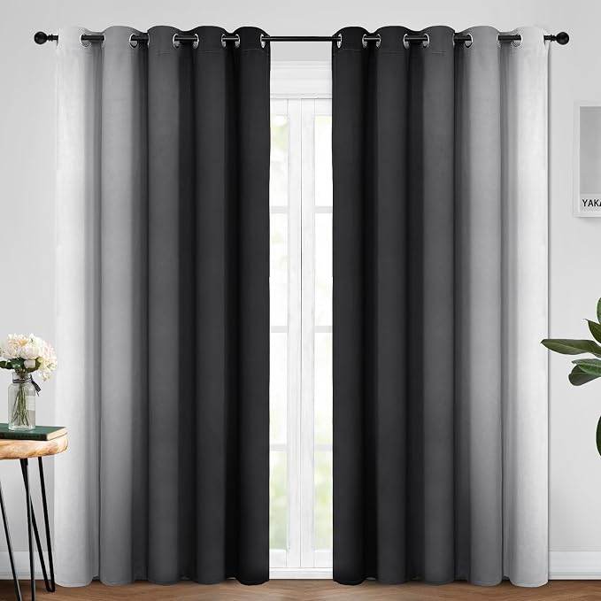 Yakamok Room Darkening Ombre Curtains 96 Inch Length, Light Blocking Grommet - Image 2