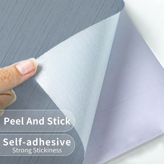 Grasscloth Peel and Stick Wallpaper Grey Blue 15.74" X 118.11" Fabric Textured - Image 8