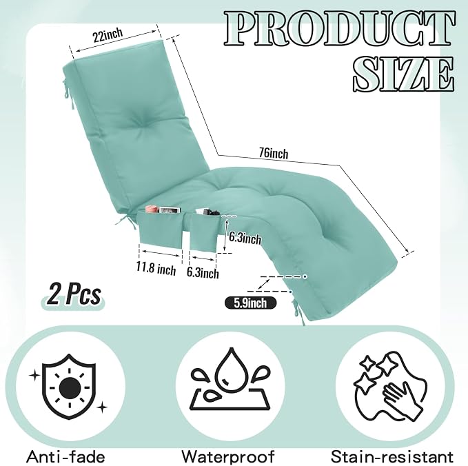 Outdoor Chaise Lounge Cushions - Image 2