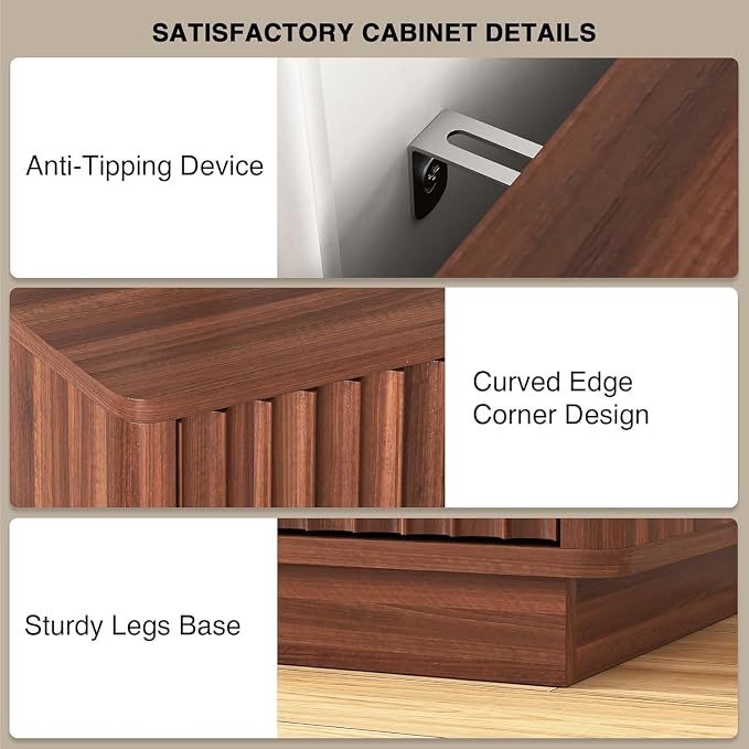 63'' Fluted TV Stand for TVs up to 75'', Modern Media Console - Image 4