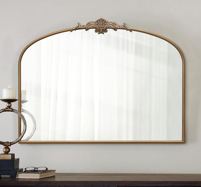 Besdomus Vintage Arched Gold Mirror: 40"x29" French Large Matt Gold Antique by Besdomus