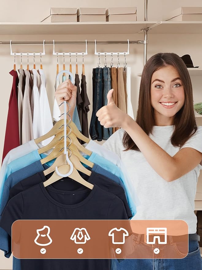 HOUSE DAY Closet Organizers and Storage, 16 Pack, Space Saving Hangers White - Image 2