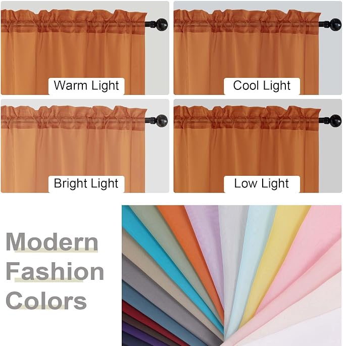 Orange Sheer Curtains for Bedroom Living Room 96 Inches Long 2 Panels, Modern - Image 7