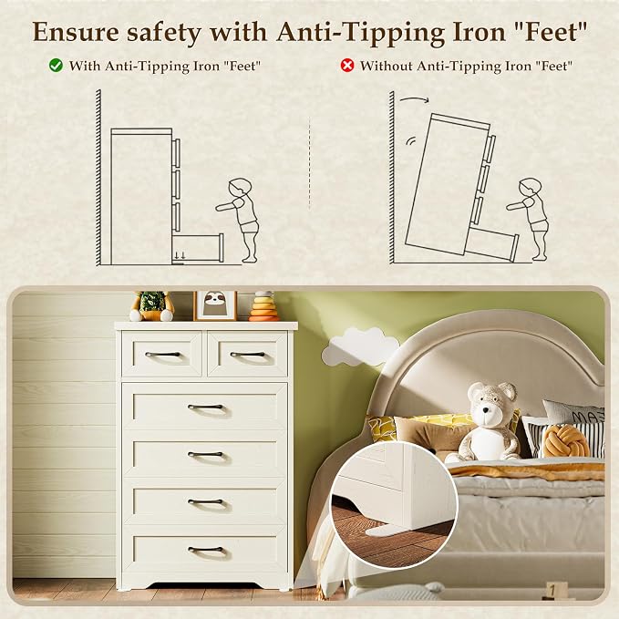 AODK Farmhouse Tall 6 Drawer Dresser - Image 7