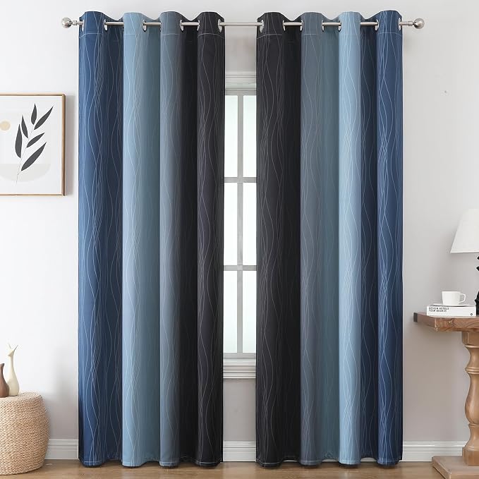 Estelar Textiler Black and Navy Blue Blackout Curtains - Image 2