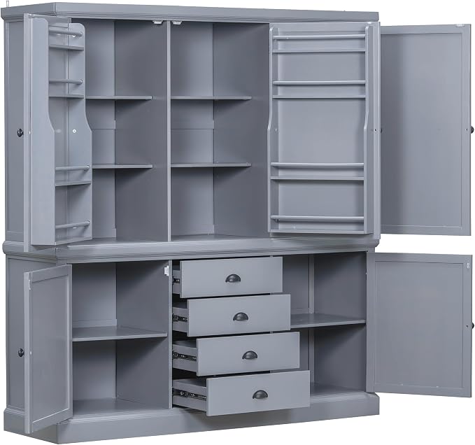 VilroCaz Freestanding Large Kitchen Pantry, Wooden Kitchen Organizers and - Image 5