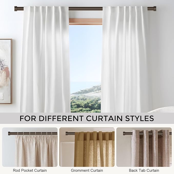 VOIIY 2 Pack Curtain Rods for Windows 18 to 42 Inch, Bronze 1'' Diameter - Image 6