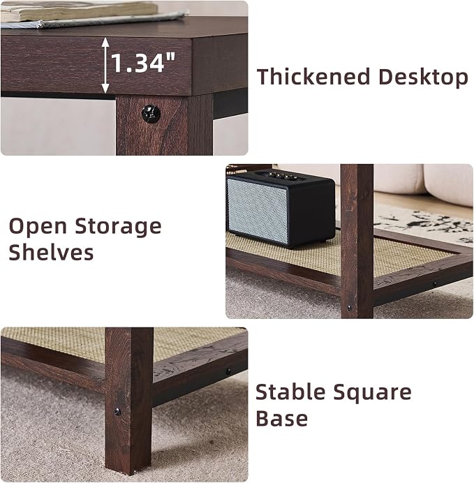 Lerliuo Boho Coffee Tables for Living Room, Rattan Center Table - Image 4