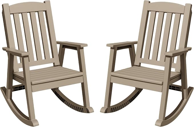 Greesum Set of 2 Outdoor Rocking Chair, All-Weather Patio Rocker, Rust-Proof & by BuynowfromGreesum
