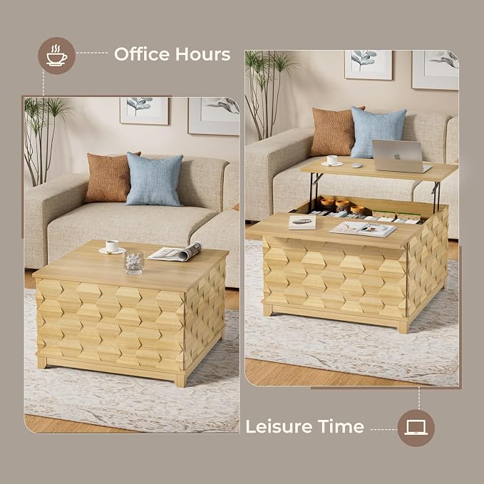 BROTTAR Lift Top Coffee Table, 31.5'' Square Coffee Table - Image 3