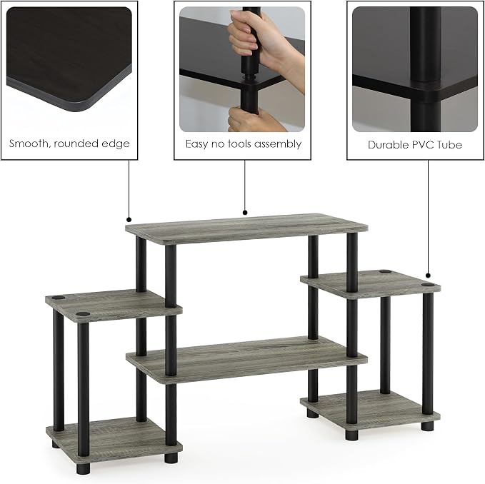 Furinno Turn-N-Tube No Tools Entertainment Center, Round Square Corner - Image 5