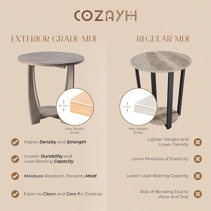 COZAYH Rustic Farmhouse End Table - Image 5