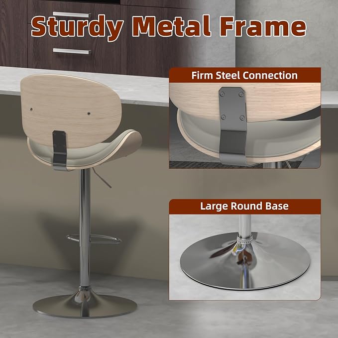 civama Bar Stools 1 PC for Kitchen Counter, Adjustable Bar Height Chairs - Image 6