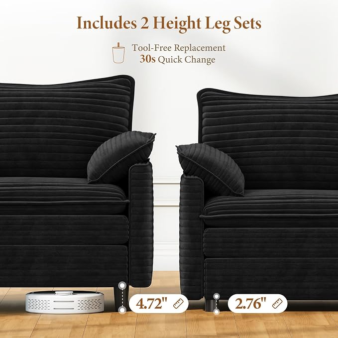 Vesgantti 101" V-Shaped Corner Couch Sectional, 7 Seat Customizable Modular - Image 3