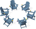 SERWALL Folding Adirondack Chair, HDPE Adirondack Chairs Set of 6, Plastic by SERWALL