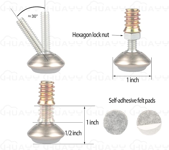HUAYY Furniture Levelers Swivel Feet, Angle Height Adjustable, Heavy Duty - Image 2