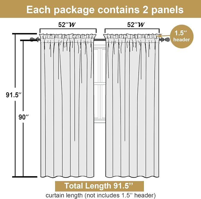 Lecloud Leia Navy Blue Sheer Curtains 90 Inches Long 2 Panels, Airy Leaf - Image 2