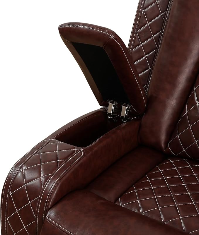 Power Recliner Sofa with LED Lights, Leather Power Reclining Sofa, Living Room - Image 7